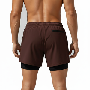 Men's Running <b>Shorts</b> 2 in 1 <b>Compression</b> Inner Tight Reflective Detail Zip Pocket Lightweight OEM Wholesale Supplier - Product Image 2