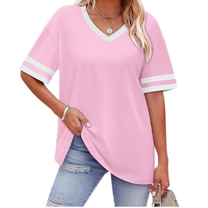 Camiseta de Cuello en V Personalizada para Mujer, la Más Vendida, 100% Algodón, Transpirable, Ecológica, de Manga Corta para Verano, Hecha en Bangladesh - Product Image 2