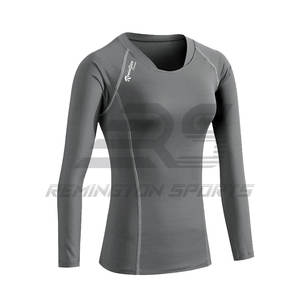 Camiseta de compresión de poliéster y spandex de alta calidad, manga larga, ajustada al cuerpo, para hombre, con logo personalizado. - Product Image 3