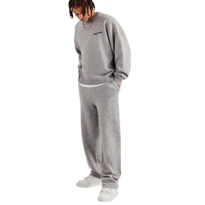 Conjunto Deportivo de Dos Piezas para Hombre, Cuello Redondo, Color Sólido, Sudadera con Capucha, Manga Larga, Cintura Elástica, Pantalones de Pierna Recta, Estilo Casual Holgado - Product Image 4