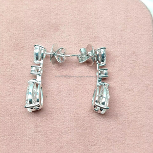 Pear & Round Cut Diamond <b>Earrings</b> in White Gold Elegant Drop <b>Earrings</b> for Women Luxury Lab Grown Diamond <b>Fine</b> Jewelry Gift - Product Image 4