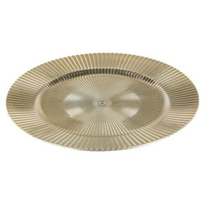 Assiette de présentation en métal doré antique au design épuré pour la maison, les hôtels, la décoration de table de mariage – Plat de service rond pour aliments et assiettes - Product Image 1