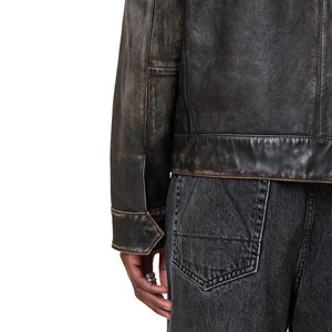High End <b>Men's</b> Genuine <b>Jacket</b> Winter Washed Zipper Front Cow Skin Soft Lining Slim Fit Waterproof Luxury Style OEM Wholesale - Product Image 4