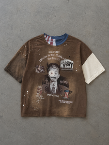 Camiseta de algodón negra extragrande de estilo vintage de fábrica, con gráfico de collage, pigmentada, lavada y desgastada, estilo streetwear. - Product Image 5