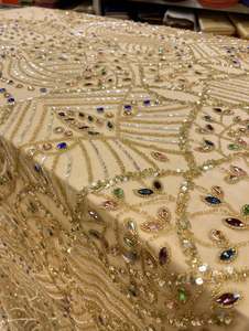 Luxury Fashion Lace <b>Fabric</b> With Beaded And Sequin Embroidery For Bridal Gowns Evening Dresses And High End Designer Clothing - Product Image 2