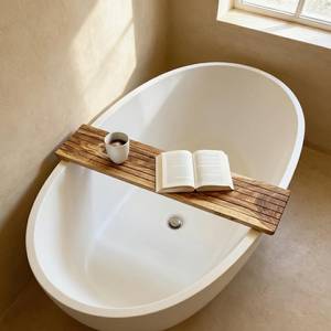 Porte-savon minimaliste en bois massif à motif unique |   Baignoire de forme irrégulière |   Accessoire de salle de bain facile à nettoyer par UO INDIA - Product Image 6