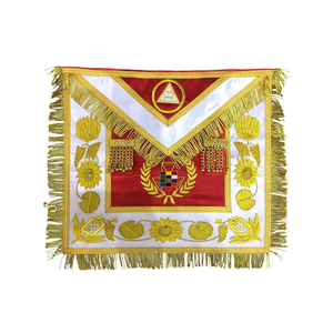 Tablier de Grand Prêtre Royal Premium Rouge, Blanc et Or avec Broderie Florale Faite à la Main – Régalia Personnalisée Brodée à la Main - Product Image 1