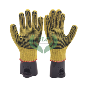 ถุงมือทำงานผ้าฝ้ายสีเหลืองถุงมือนิรภัยทำจากผ้าถักจุดแบบแข็งแรง - Product Image 2