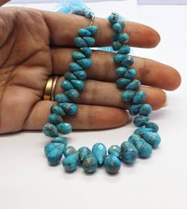 Perles de turquoise naturelle d'Arizona facettées en forme de goutte d'eau 5x7-7x14MM, qualité supérieure, pierres précieuses authentiques de turquoise d'Arizona - Product Image 1