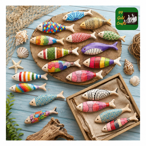 Handmade Painted <b>Wooden</b> Fish Ornaments Colorful Animal <b>Decor</b> for Home <b>Wall</b> DIY Craft Decoration - Product Image 1
