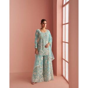 Vestido de novia especial Sayuri Designer Verona de malla pesada con bordado de lentejuelas, ropa étnica de diseñador - Product Image 4