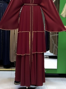 Hermosa abaya caftán con pedrería, lentejuelas hechas a mano, estilo árabe de Dubái, corte amplio, tela Nida, vestido de noche para fiesta. - Product Image 4