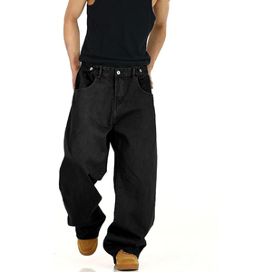 Jeans amples de style coréen pour hommes, coupe large, denim délavé, streetwear, pantalon décontracté - Product Image 1