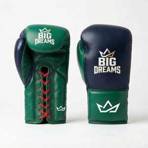 Gants de boxe en cuir Big Dreams, vert marine, à lacets, respirants, équipement d'entraînement pour adultes - Product Image 1