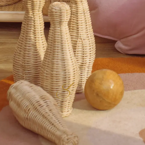 Handmade Rattan Rattan <b>Bowling</b> Pin Trendsetting Natural Rattan Set of 6 <b>Bowling</b> for Kids Playing - Product Image 2