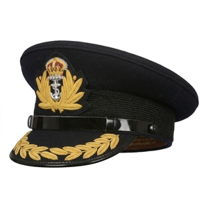 Casquette de cérémonie noire de haute qualité personnalisée avec broderie de feuille de chêne dorée royale, casquette à visière pour officier - Product Image 3