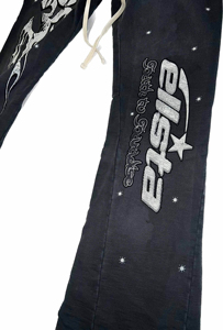 Pantalon droit pour homme Elite, noir, 100% coton, imprimé, taille élastique, cordon de serrage, respirant, vêtements de sport décontractés - Product Image 6