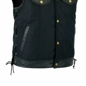Gilet personnalisé pour homme en toile 100% polyester imperméable, réversible, respirant, décontracté, avec boutons et fermeture éclair, pour club de motards - Product Image 3