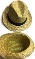 Chapeau de paille de cowboy, meilleur fournisseur au Vietnam - Chapeau de soleil de plage avec bande en tissu blanc - Broderie 3D, prêt à expédier pour l'extérieur