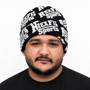 Gorro de Lana con Letras Gráficas de Diamantes de Imitación Naranjas Rexfit Sports para Invierno, Estilo Urbano, Bordado de Texto Personalizado, Unisex, Redondeado - Product Image 3