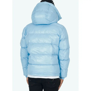 Winter Outdoor Waterproof Breathable Puffer <b>Jacket</b> with Front Logo Custom Warm Polyester Canvas Stand Collar for Men - Product Image 4