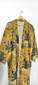 Robe kimono longue en coton à imprimé floral, col en V, manches longues, séchage rapide, légère, pour l'été, idéale pour les demoiselles d'honneur - Product Image 4