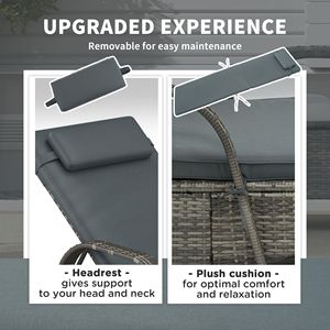 Sdraio da Esterno a 5 Livelli Regolabili in Rattan Nero con Ruote, Cuscino e Poggiatesta - Product Image 5