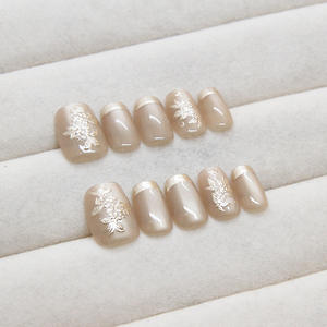 Fournitures pour ongles artisanaux : Faux ongles à presser détachables en ABS, motif Osmanthus Automne Doré, et vernis gel pour ongles effet œil de chat français magnifique - Product Image 4