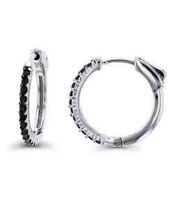 Orecchini a cerchio spinello nero in argento Sterling | Macacy's - Product Image 1