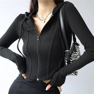 Sweat-shirts en polaire pour filles, crop tops à capuche pour femmes, ensemble oversize, logo personnalisé, sweat-shirt court à col rond pour femmes - Product Image 6