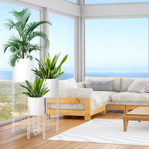 ชุดกระถางดอกไม้โลหะสีขาวสามใบ กระถางดอกไม้โลหะขนาดใหญ่ทรงยาว สำหรับปลูกต้นไม้ตกแต่งภายในบ้าน - Product Image 5