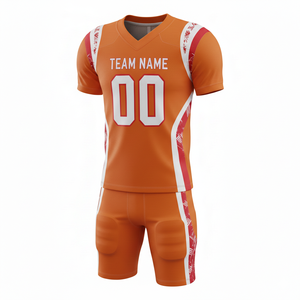 Ensemble de maillot et short de football américain personnalisé avec position du logo sur le devant, 100% polyester, antibactérien, séchage rapide, toutes saisons - Product Image 1