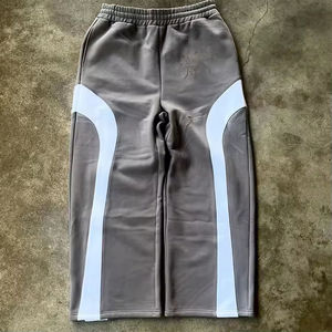 Pantalones de hombre rectos, curvos, a rayas, personalizados, de pierna ancha, holgados, 100% algodón, felpa francesa, bordados, estilo urbano, OEM - Product Image 1