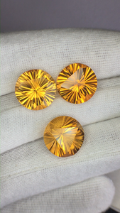 Citrine naturelle ronde taillée au laser, pierres précieuses jaunes, 3 pièces, qualité AAA avec un lustre superbe, coupe parfaite pour la fabrication de bijoux - Product Image 3