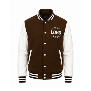 Manufacturer Custom Logo <b>Canvas</b> Leather Varsity <b>Jackets</b> for Men Winter Stand Collar Hood High Quality Reversible Eco-Friendly - Product Image 1
