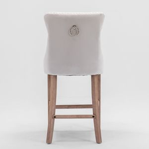 Sgabelli da Bar Contemporanei in Velluto Imbottito con Decorazione Trapuntata a Bottoni, Gambe in Legno e Finitura Cromata con Borchie, Stile Leisure - Product Image 6