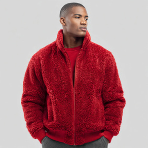 Veste Sherpa à col montant pour homme, manteau en polaire Sherpa, hauts de gamme, style hiver, vestes en polaire Sherpa pour homme - Product Image 4