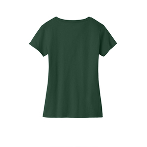 Camiseta de Cuello en V para Mujer, Color Verde Sólido, Manga Corta, Corte Regular, Informal, 100% Algodón Jersey, Transpirable, para Primavera y Verano - Product Image 2
