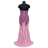 Robe de soirée sirène de luxe ombrée rose et violette, bustier, corset, richement ornée de sequins, avec fente haute