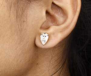 IGI Lab Diamond Tear <b>Drop</b> Studs Earrings Martiny 3-Prongs Studs Earrings, Diamond Stud Earring Pear Cut Diamond Dainty Earrings - Product Image 2