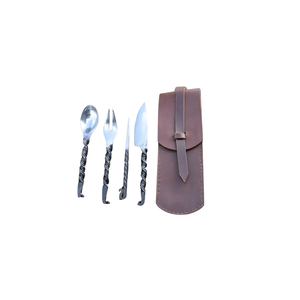 Ensemble de couverts médiévaux en acier inoxydable forgé à la main, écologiques, sur mesure, 3 pièces, design classique, hôtel, restaurant - Product Image 2