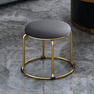 Stylish Round Fabric Sofa Stool Modern Upholstered <b>Footrest</b> Pouf Ottoman for Living Room Bedroom Home Decor and Lounge Seating - Product Image 4
