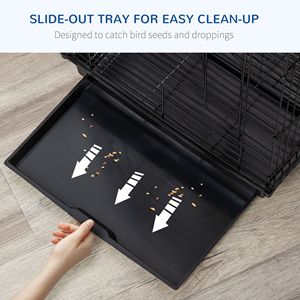 Gabbia per Uccelli Nera 23 con Ciotola Superiore Aperta per l'Alimentazione e Posatoio per Coccoati, Recinto per Animali Domestici - Product Image 5