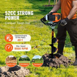 Trivella Industriale a Benzina 52CC 1450W con Asta di Prolunga da 8FT e Punte Action Design - Product Image 2