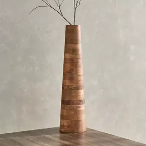 Vase en bois haut, décoration minimaliste, art de tournage du bois artisanal, accent d'intérieur moderne, matériau naturel, élégant et sculptural - Product Image 4