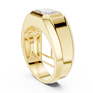 Anillo de sello solitario para hombre con diamante creado en laboratorio en oro amarillo – Anillo de boda de lujo ancho para novio, joyería con diamantes - Product Image 1
