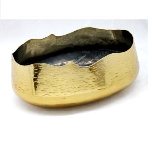 Bol de service décoratif en aluminium fait à la main avec finition en laiton naturel Fabricant et exportateurs indiens - Product Image 3