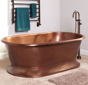 Bañera Ovalada Independiente de Cobre, Estilo Antiguo, Bañera Metálica Resistente para Adultos - Product Image 4