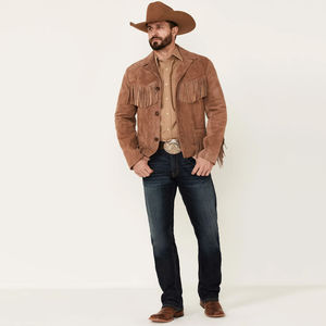 Men Genuine Leather with Pattern <b>Western</b> Style Turtleneck Cowboy Shirt <b>Jacket</b> Custom Color - Product Image 2