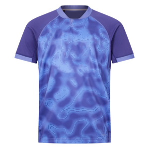 Camiseta de Rugby Ligera y Transpirable, de Secado Rápido, con Textura de Píxeles en Degradado Azul, Directo de Fábrica - Product Image 1
